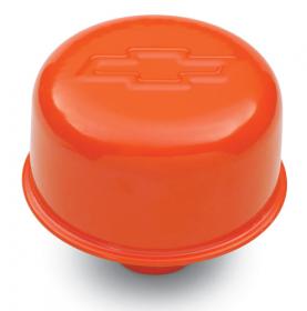Proform Valve Cover Breather Cap Steel Push In Chevy Orange With Bowtie Emblem