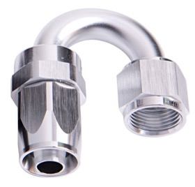<strong>100 Series Swivel Taper 180° Hose End -4AN </strong><br />Silver Finish. Suit 100 & 450 Series Hose
