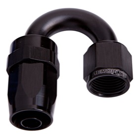 <strong>100 Series Swivel Taper 180° Hose End -6AN </strong><br />Black Finish. Suit 100 & 450 Series Hose
