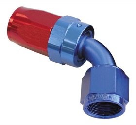 <strong>100 Series Swivel Taper 60° Hose End -4AN </strong><br />Blue/Red Finish. Suit 100 & 450 Series Hose
