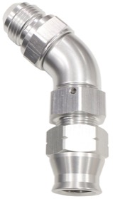 <strong>45° Tube to Male AN Adapter 1/2"to -8AN </strong><br />Silver Finish. Suits Aeroflow, Moroso & Russell Tubing

