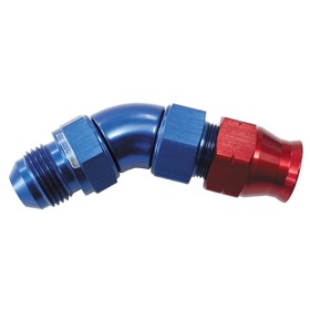<strong>45° Tube to Male AN Adapter 5/8"to -10AN </strong><br />Blue/Red Finish. Suits Aeroflow, Moroso & Russell Tubing
