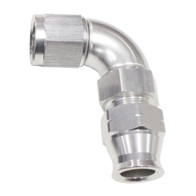 <strong>90° Tube to Female AN Adapter 5/8"to -12AN</strong><br />Silver Finish. Suits Aeroflow, Moroso & Russell Tubing
