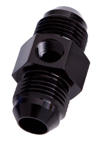 <strong>45° Male Flare Union with 1/8" Port -6AN</strong><br /> Black Finish
