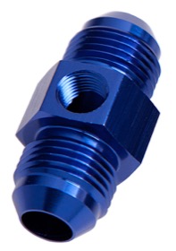 <strong>45° Male Flare Union with 1/8" Port -8AN</strong><br />Blue
