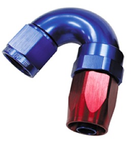 <strong>150 Series Taper One-Piece Full Flow Swivel 150° Hose End -4AN </strong><br /> Blue/Red Finish. Suit 100 & 450 Series Hose
