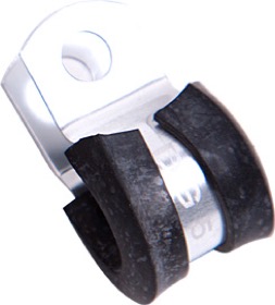 <strong>Cushioned P-Clamps 1/4" (6.3mm)</strong> <br /> Suit -3 PTFE Hose, Silver Finish, 10 Pack
