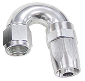 <strong>150 Series Taper One-Piece Full Flow Swivel 180° Hose End -4AN </strong><br /> Silver Finish. Suit 100 & 450 Series Hose
