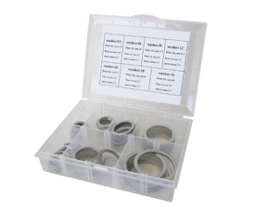 <strong>Alloy Crush Washer Kit</strong><br />Sizes 1/8", 1/4", 3/8", 1/2", 5/8" & 3/4" I.D (10-pieces of Each)