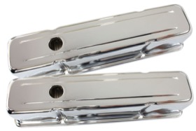 <strong>Chrome Steel Valve Covers</strong><br />Suit SB Chev Without Aeroflow Logo, Tall
