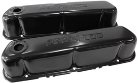 <strong>Black Steel Valve Covers</strong><br />Suit Ford 289-302-351 Windsor With Aeroflow Logo
