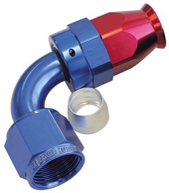 <strong>200 Series PTFE 90° Hose End -3AN</strong> <br /> Blue/Red Finish. Suit 200 Series Hose
