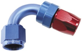 <strong>200 Series PTFE 120° Hose End -3AN </strong><br /> Blue/Red Finish. Suit 200 Series Hose
