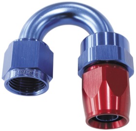 <strong>200 Series PTFE 180° Hose End -10AN </strong><br /> Blue/Red Finish. Suit 200 Series Hose
