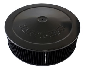 <strong>Black Air Filter Assembly with 1-1/8" Drop base</strong><br /> 14" x 4", 5-1/8" neck, black washable cotton element
