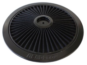 <strong>Black Full Flow Air Filter Top Plate </strong> <br />14" diameter, black washable cotton element
