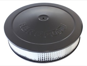 <strong>Black Air Filter Assembly with 1-1/8" Drop base</strong><br /> 14" x 3", 5-1/8" neck, paper element
