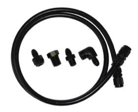 <strong>Black Nylon Outer Stainless Steel Braided Line Gauge Kit -3AN </strong><br /> 3ft Hose Length with Fittings
