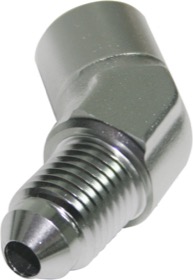 <strong>45° Female NPT to Male AN Adapter 1/8" to -3AN </strong><br /> Silver Finish
