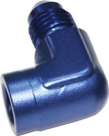 <strong>90° Female NPT to Male AN Adapter 1/8" to -3AN </strong><br /> Blue Finish
