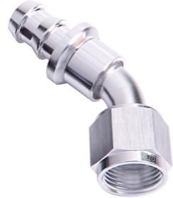 <strong>400 Series Push Lock 45° Hose End -8AN</strong> <br />Silver Finish. Suits 400 Series Hose
