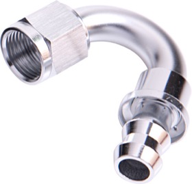 <strong>400 Series Push Lock 150° Hose End -4AN </strong><br />Silver Finish. Suits 400 Series Hose
