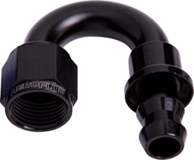 <strong>400 Series Push Lock 180° Hose End -4AN </strong><br />Black Finish. Suits 400 Series Hose
