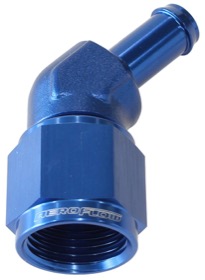 <strong>45° Hose Barb 3/8" to -8AN</strong> <br /> Blue Finish
