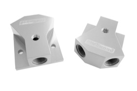 <strong>Billet Y-Block with 1/8" NPT Port - 10 ORB Inlet, -8 ORB Outlets</strong> <br /> Silver Finish
