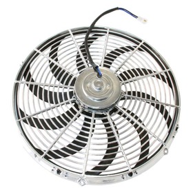 <strong>16" Chrome Electric Thermo Fan</strong> <br />Curved Blades
