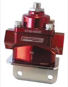 <strong>Billet Bypass 2-Port Fuel Pressure Regulator with 3/8" NPT Ports</strong><br />Red Finish. 4.5-9 psi Adjustable