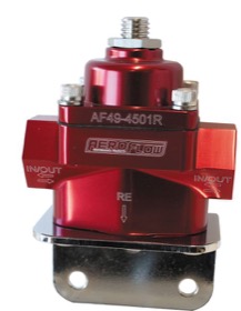 <strong>Billet Bypass 2-Port Fuel Pressure Regulator with -8 ORB Ports</strong><br />Red Finish. 4.5-9 psi Adjustable