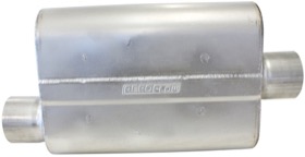 <strong>Aeroflow 5000 Series Mufflers - Offset Inlet/Centre Outlet</strong> <br /> 2-1/2" Inlet, 2-1/2" Outlet, 16 gauge Aluminised Steel, Chambered
