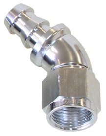 <strong>510 Series Full Flow Tight Radius Push Lock 45° Hose End -12AN </strong><br />Silver Finish. Suit 400 Series Hose
