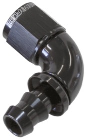 <strong>510 Series Full Flow Tight Radius Push Lock 90° Hose End -8AN</strong> <br />Black Finish. Suit 400 Series Hose

