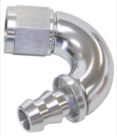 <strong>510 Series Full Flow Tight Radius Push Lock 150° Hose End -12AN </strong><br /> Silver Finish. Suit 400 Series Hose
