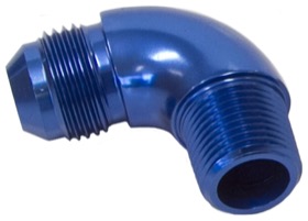 <strong>90° NPT to AN Full Flow Adapter 1/8" to -3AN</strong><br /> Blue Finish
