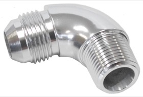 <strong>90° NPT to AN Full Flow Adapter 1/8" to -4AN</strong><br /> Silver Finish
