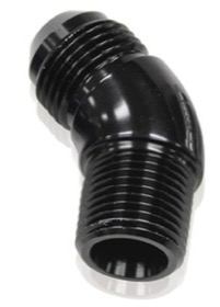 <strong>45° NPT to AN Full Flow Adapter 3/8" to -8AN</strong><br /> Black Finish
