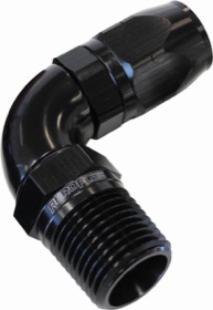 <strong>90° Male NPT Full Flow Swivel Hose End 3/8" to -6AN</strong> <br /> Black Finish
