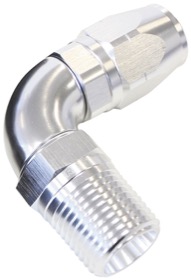 <strong>90° Male NPT Full Flow Swivel Hose End 1/2" to -8AN</strong> <br /> Silver Finish
