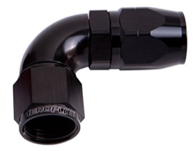 <strong>550 Series Cutter One-Piece Full Flow Swivel 90° Hose End -6AN</strong> <br />Black Finish. Suits 100 & 450 Series Hose, 25
