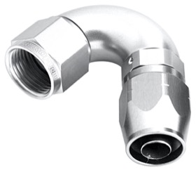 <strong>550 Series Cutter Style One Piece Swivel 120° Stepped Hose End -10AN to -8 Hose</strong> <br /> Silver Finish. Suits 100 & 450 Series Hose
