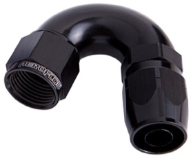 <strong>550 Series Cutter Style One Piece Swivel 150° Stepped Hose End -10AN to -8 Hose</strong> <br /> Black Finish. Suits 100 & 450 Series Hose
