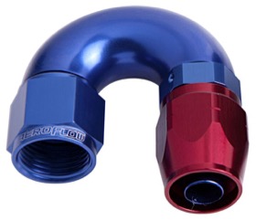 <strong>550 Series Cutter Style One Piece Swivel 180° Stepped Hose End -10AN to -8 Hose</strong> <br /> Blue/Red Finish. Suits 100 & 450 Series Hose
