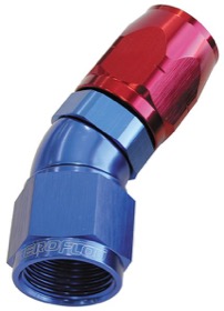 <strong>550 Series Cutter Style One Piece Swivel 30° Stepped Hose End -10AN to -8 Hose</strong> <br /> Blue/Red Finish. Suits 100 & 450 Series Hose
