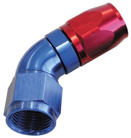 <strong>550 Series Cutter One-Piece Full Flow Swivel 60° Hose End -4AN</strong> <br />Blue/Red Finish. Suits 100 & 450 Series Hose
