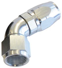 <strong>550 Series Cutter One-Piece Full Flow Swivel 60° Hose End -6AN</strong> <br />Silver Finish. Suits 100 & 450 Series Hose

