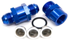 <strong>Inline Fuel & Oil Filter -4AN</strong><br /> Blue Finish. Includes 30, 80 and 150 Micron Elements

