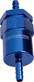 <strong>30 Micron Billet Fuel Filter 3/8" Barb</strong> <br />Blue Finish. 2" Length
